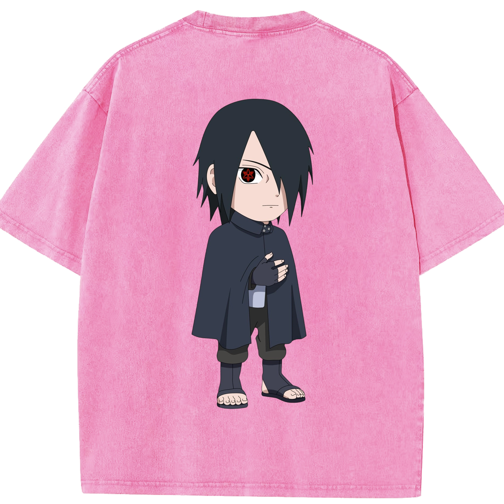 （画像用） NARUTO -ナルト- うちは サスケ Uchiha Sasuke 綿100% ヴィンテージ風 半袖Tシャツ（背面プリント）